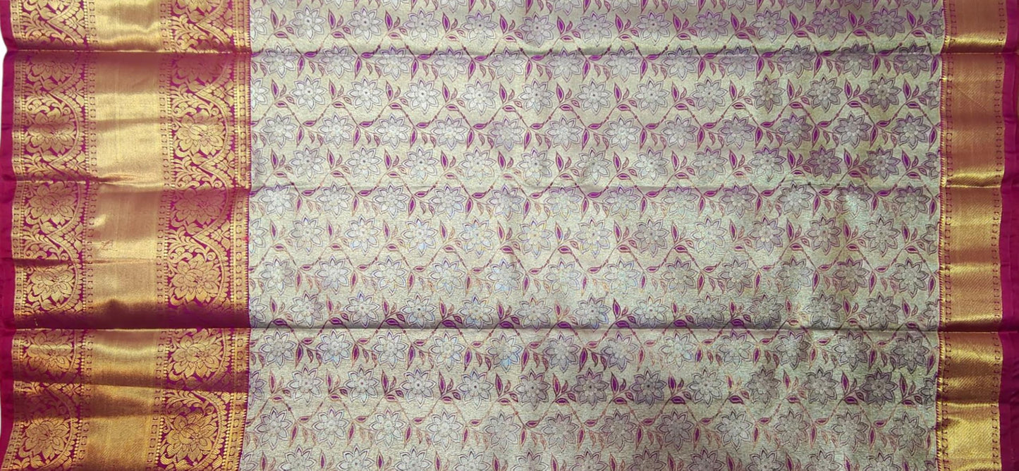 SREE KUMARAN Women's Kanchipuram Silk Pure Pattu Sarees With Blouse (VSK124-1)