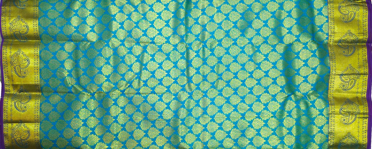 VFCollections Women's Kanchipuram Silk Pure Pattu Sarees With Blouse (VFC158-2)