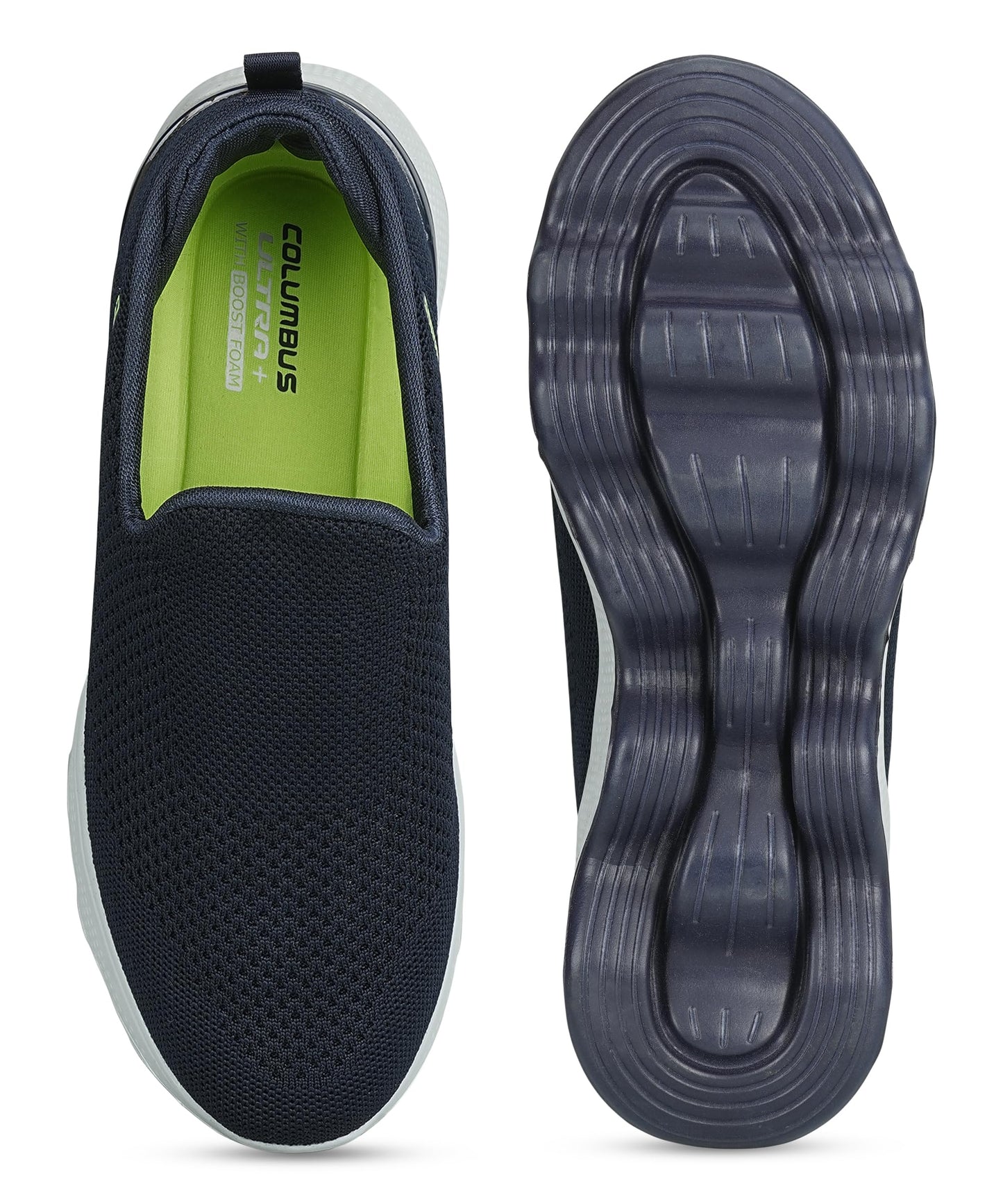 Columbus MASSAGER-01 Sports Shoes - Running Shoes|Walking Shoes| Training & Gym Shoe | Outdoors Shoe for Men (Navy & Fluorescent Green),UK-6