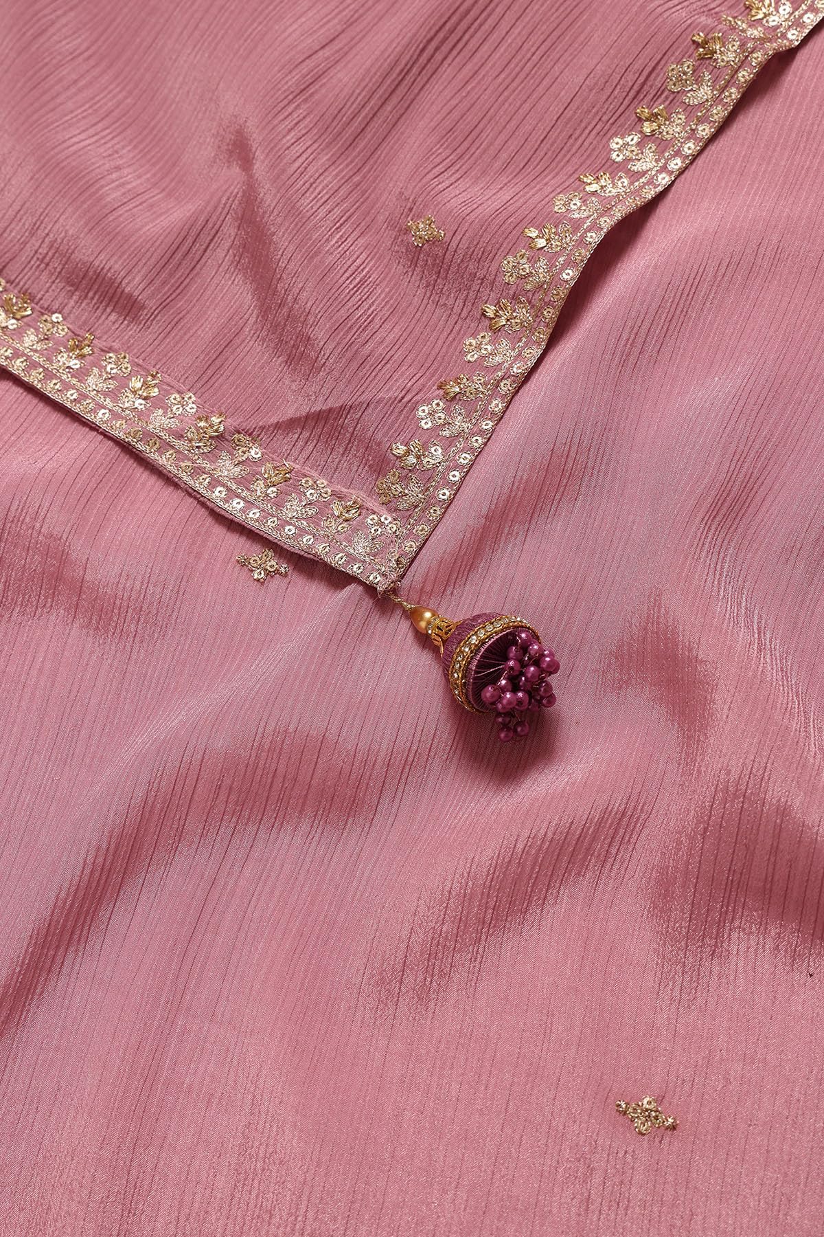 Soch Womens Pink Chinon Floral Salwar Suit With Zari