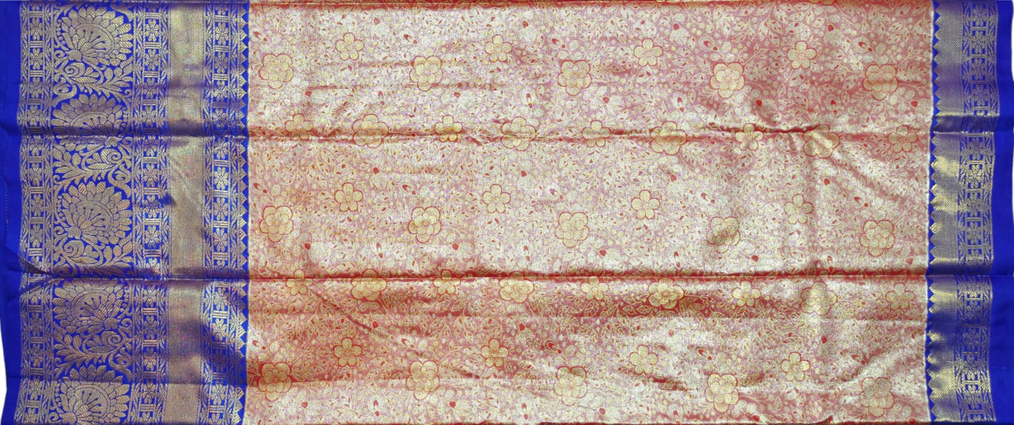 VFCollections Women's Kanchipuram Silk Pure Pattu Sarees With Blouse (VFC193-1)