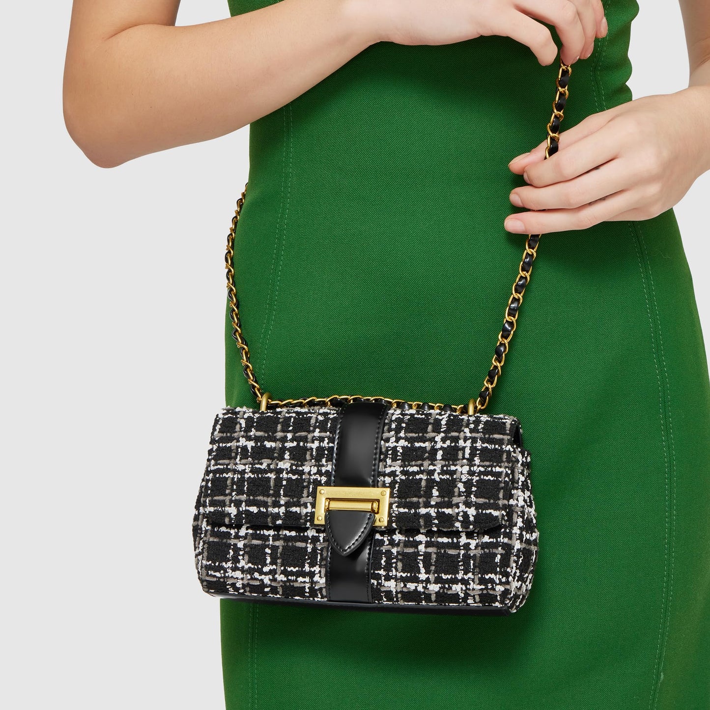 Miraggio Womens Estelle Crossbody/Shoulder Bag With Convertible Sling (Tweed Black)