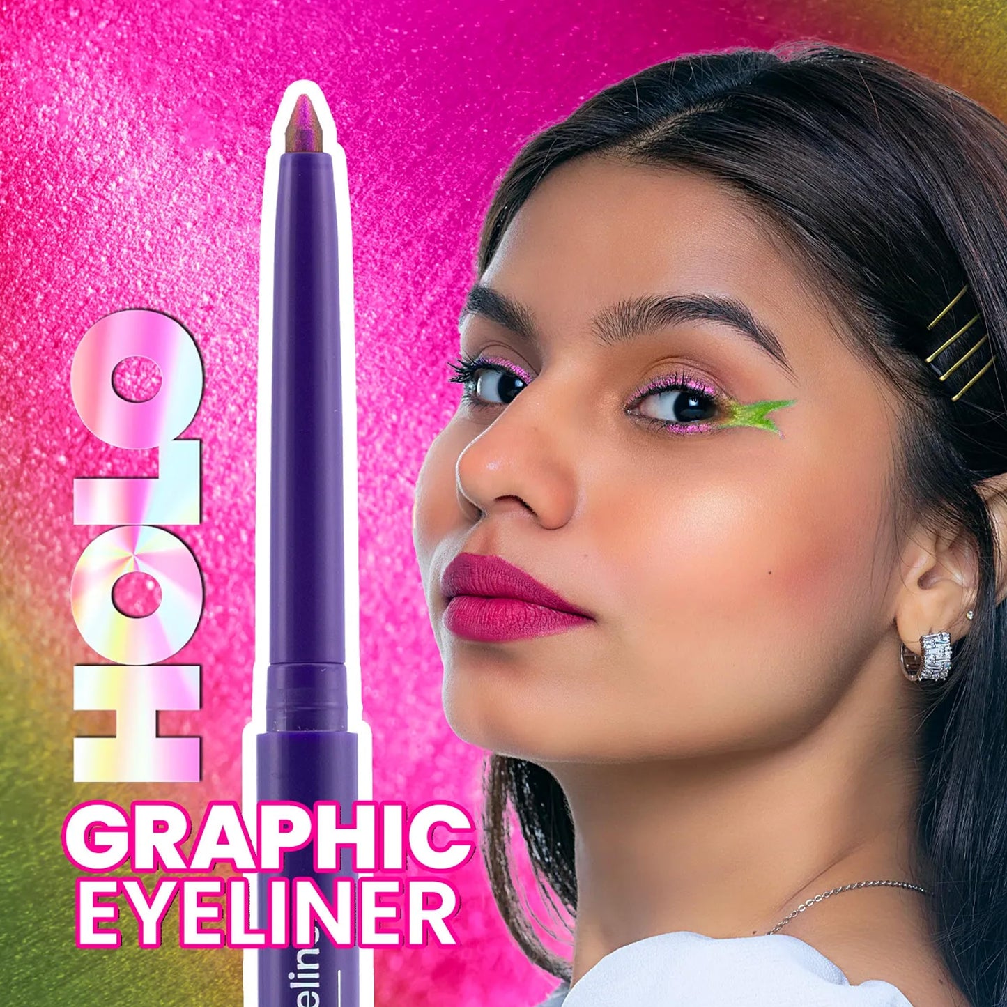 NY Bae Holographic Gel Eyeliner - Pink Chrome 02 | Green Pink Eyeliner (0.25g) | Waterproof & Smudgeproof | Multi-Chrome | Smooth Glide | Long Lasting | Eyeliner + Kajal + Eyeshadow | Eye Makeup