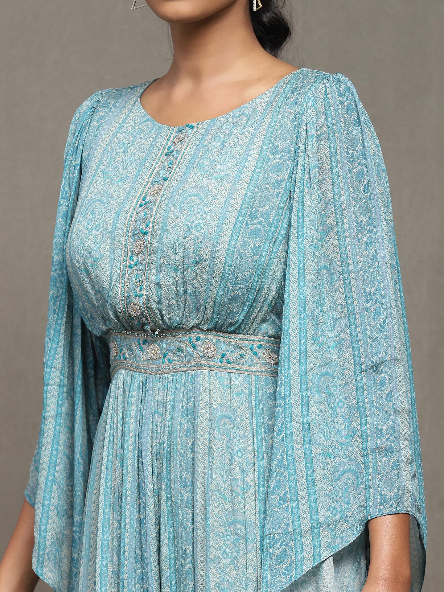 Ritu Kumar Blue Botanic Print Long Dress