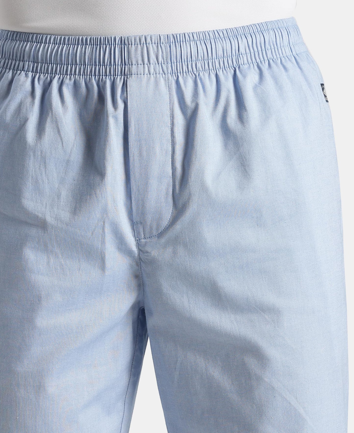 Jockey RM09 Men's Super Combed Cotton Relaxed Fit Pyjama with Side Pockets (Prints & Color May Vary)_Light Blue Chambray_XL