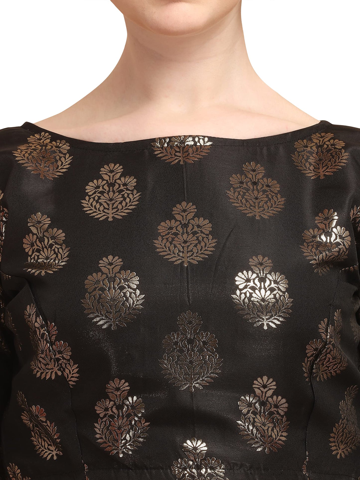 OOMPH! Women's Art Silk Solid Half Sleeve Blouse (rbbl167xl_Jet Black_XL)