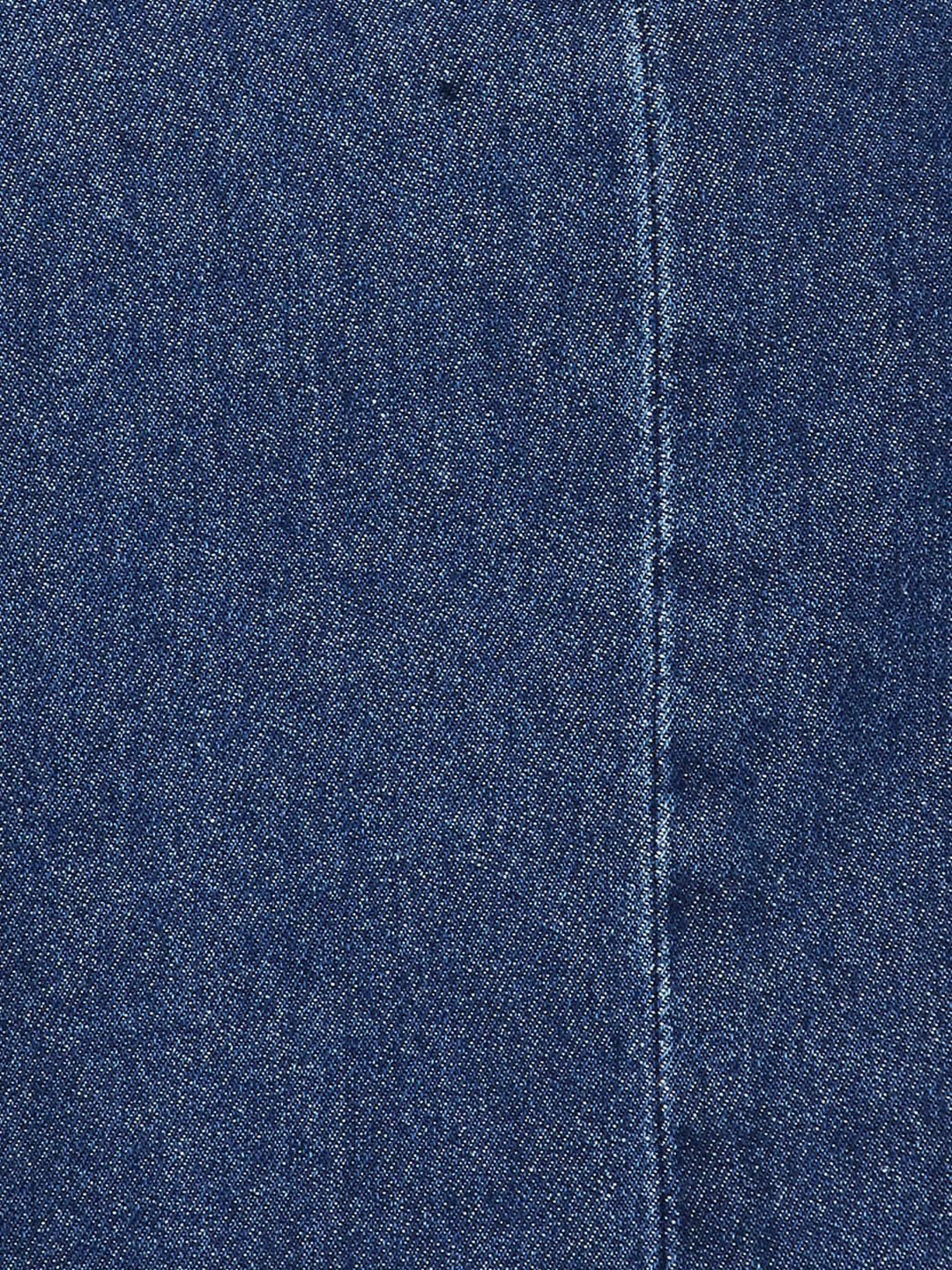 Max Women Solid A-line Dress(Blue_L)