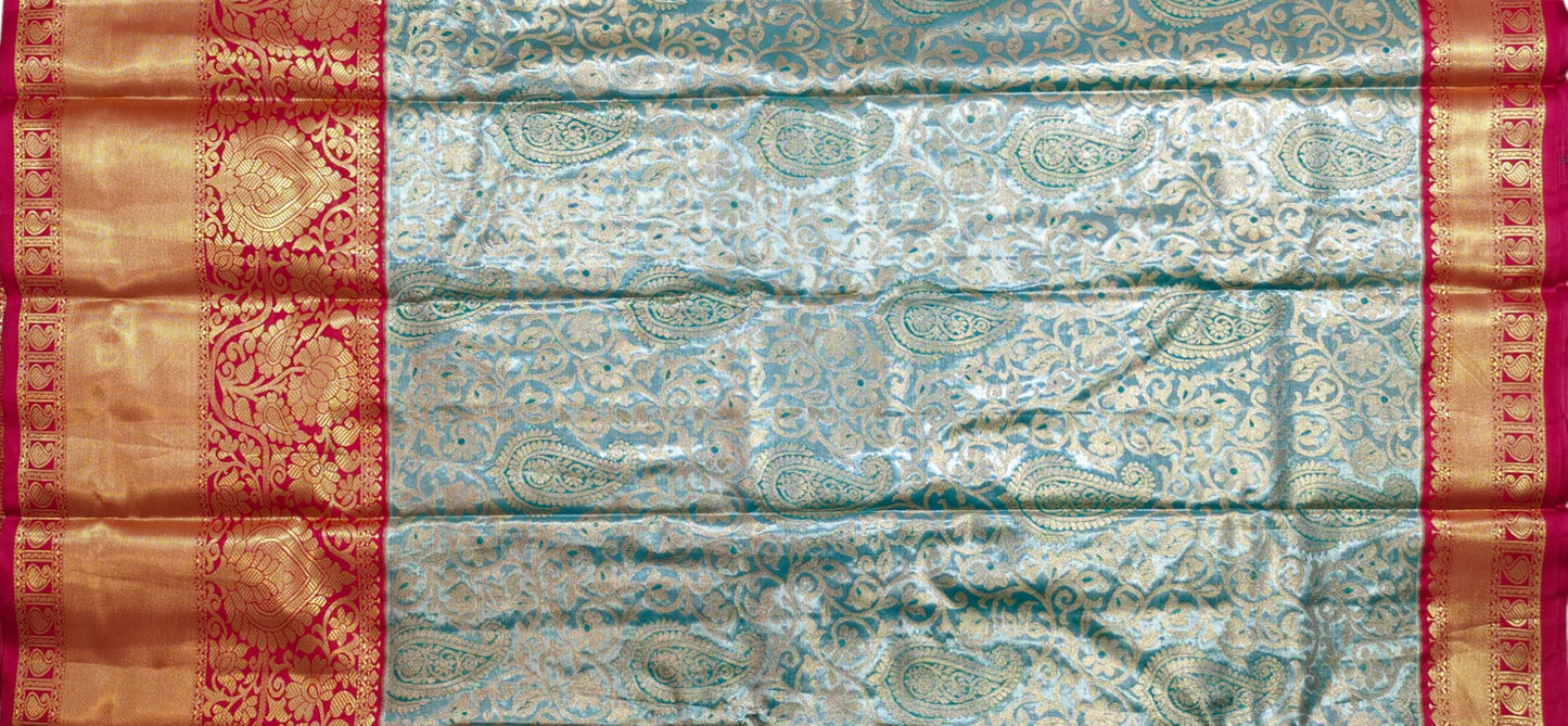 VFCollections Women's Kanchipuram Silk Pattu Sarees With Blouse (VFC284-2)