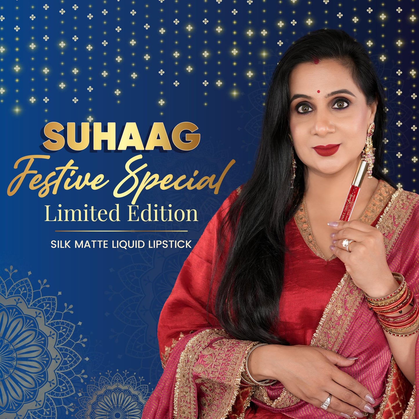 Parul Garg Beauty Silk Matte Liquid Lipstick | Long-Lasting & Smudge-Proof | Soft Matte Finish | Vegan & Clean Beauty | Hydrates with Shea Butter & Vitamin E (Suhaag, 2.5ml)