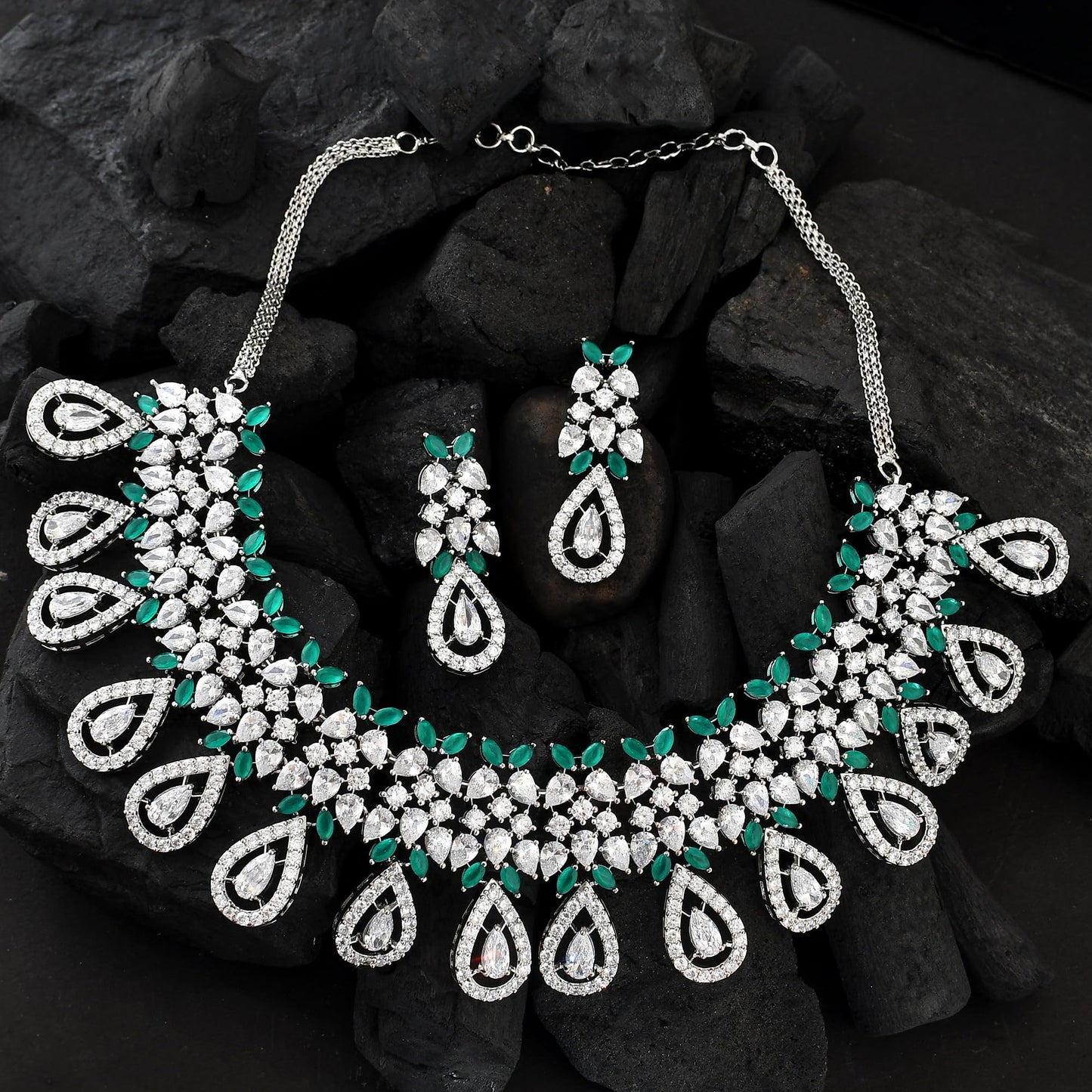 VOYLLA Starlight Amara Collar Necklace Set For Women|CZ Women Short Necklace Sets|Gift For Women |Women's Gift|Valentine Gift|