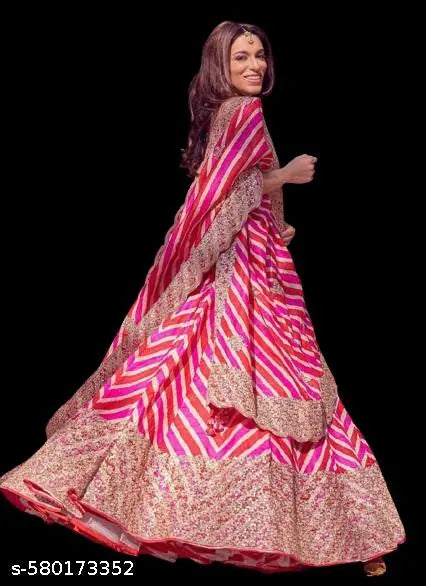 Pink Color Embroidery Work With Silk Lehenga Choli