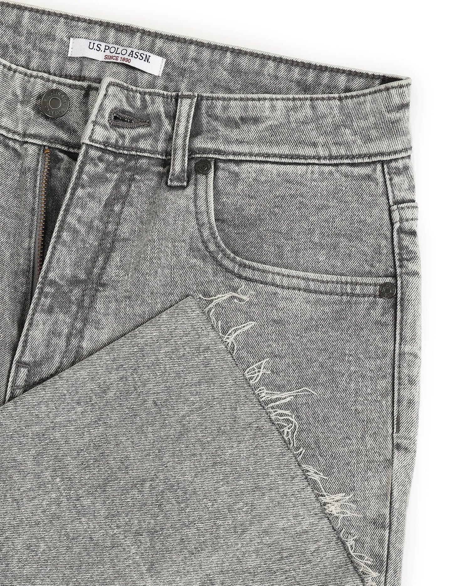 U.S. POLO ASSN. Women's Bootcut Fit Acid Wash Jeans (UWAW23JN063_Grey_34)
