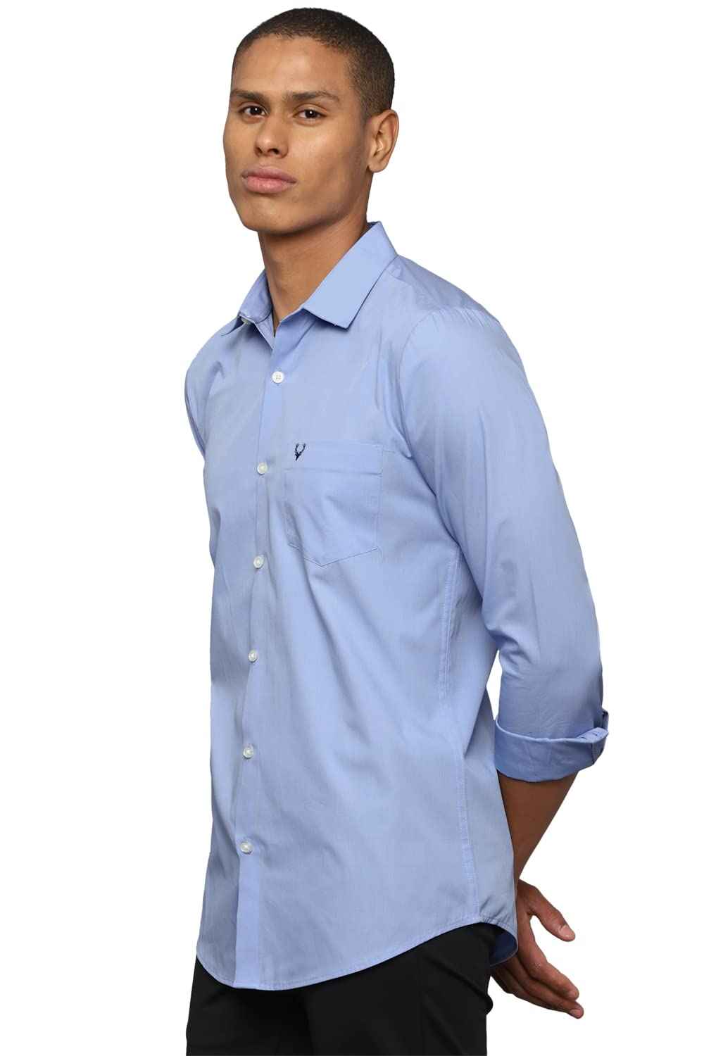 Allen Solly Men's Solid Superslim Shirt (ASSFQMOB087035_Medium Blue 42) SaumyasStore