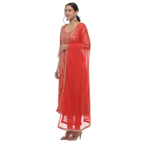 BIBA Women's Cotton Kurta Sets (SKD8791OAW24RED_Red SaumyasStore