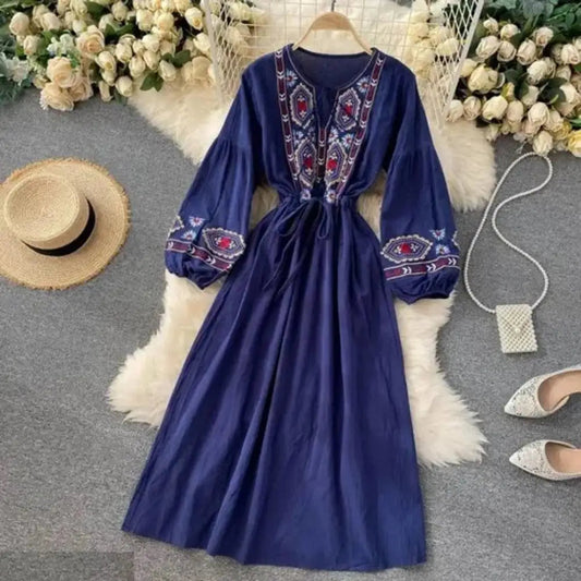 Beautiful Rayon Embroidered Western Boho Long Maxi Dress For Women 