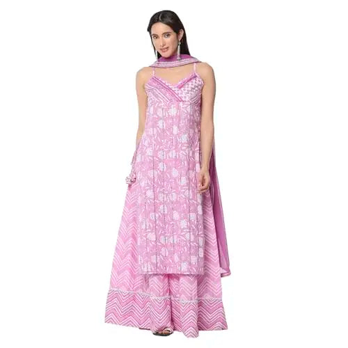 Biba Women's Pure Cotton Kurta Set (SKDJAPUD10736SS25PNK_Pink SaumyasStore
