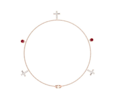 DISHIS 14k (585) Rose Gold and Diamond Designer Bracelet for Women 