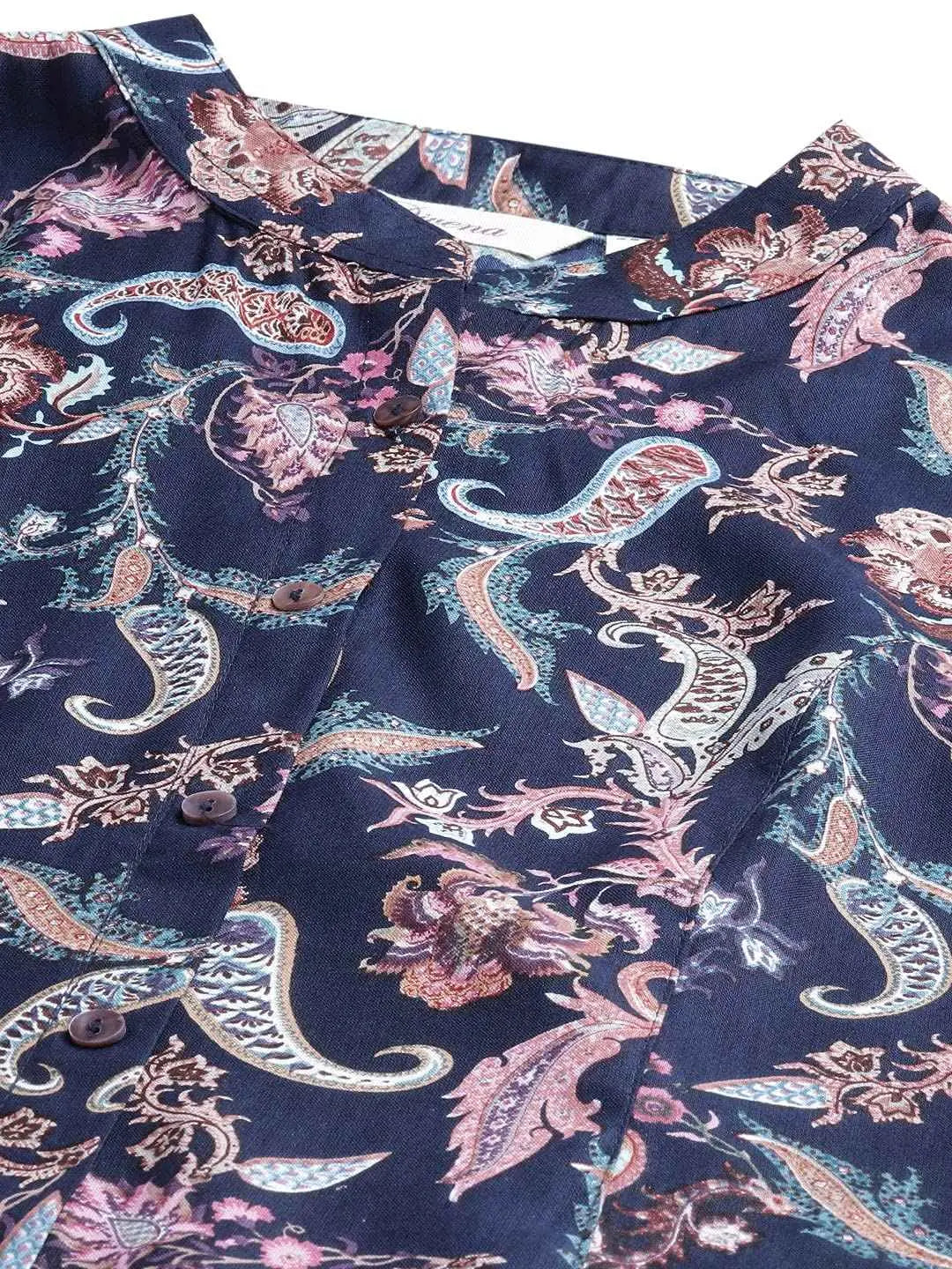 Divena Blue Printed Rayon Top SaumyasStore