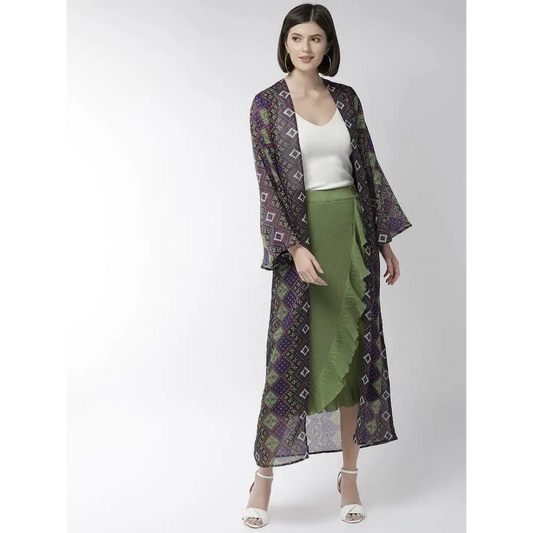 Elegant Multicoloured Polyester Printed Straight Shrugs For Women 