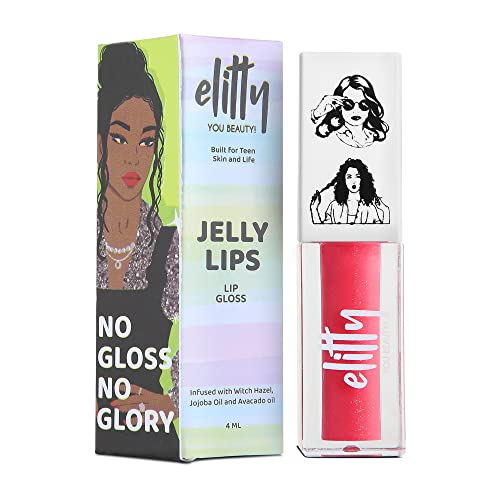 Elitty Jelly Lips- Pink Lip Gloss for High Shine, Glossy Finish & Hydrating Lips with Jajoba Oil & Vitamin E | Vegan & Cruelty-Free, Pretty Drip (4 ML) SaumyasStore