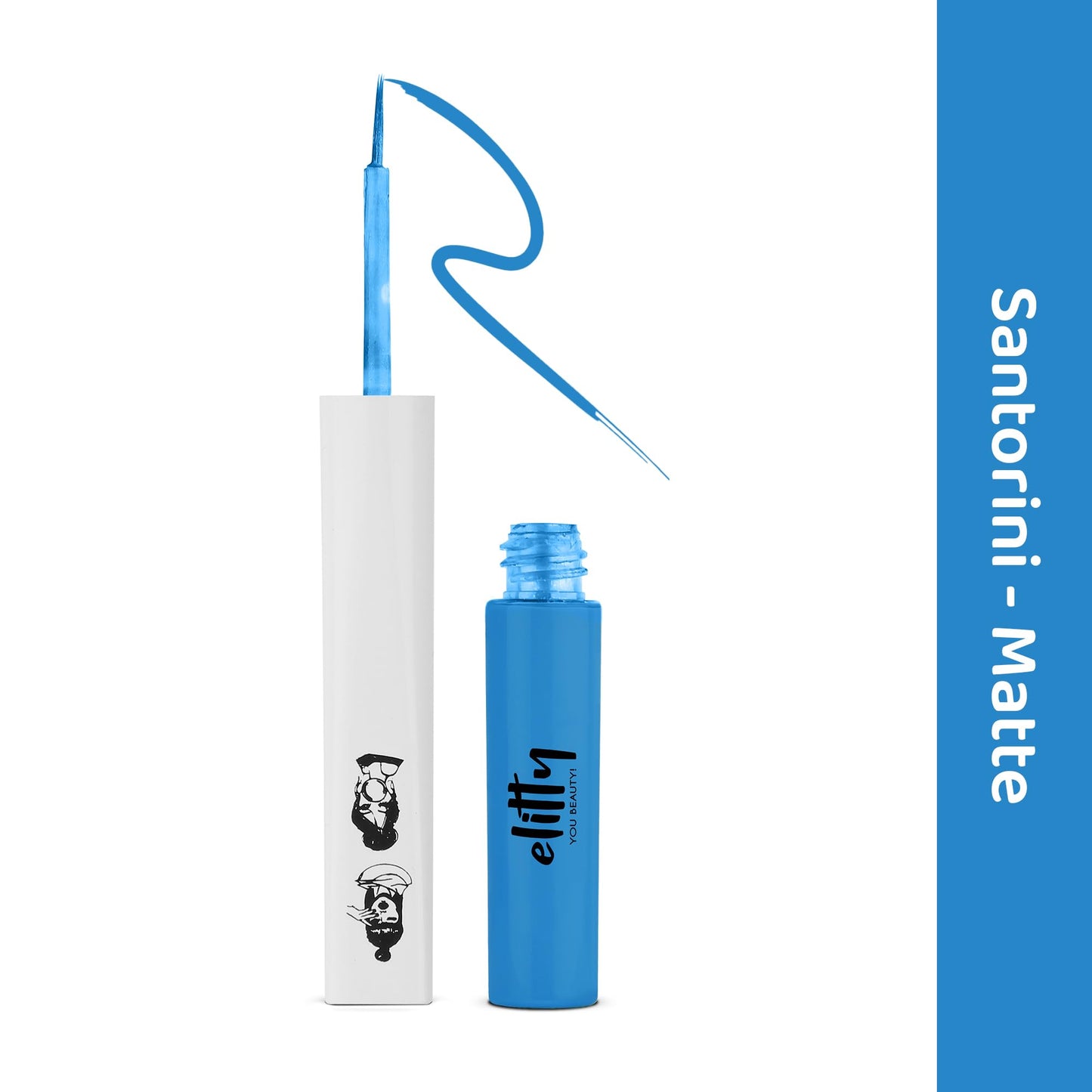 Elitty Light Blue Pop Colour Eyeliner, Matte Finish | Long Lasting, Water Proof, Smudge Proof | Amla and Almond oil enriched| Vegan & Cruelty Free, Easy Application, Liquid Eyeliner (Santorini) - 4ml SaumyasStore