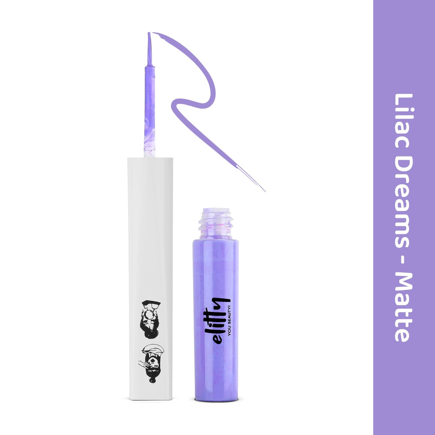 Elitty Purple Pop Colour Eyeliner, Matte Finish | Long Lasting, Water Proof, Smudge Proof | Amla and Almond oil enriched| Vegan & Cruelty Free, Easy Application, Liquid Eyeliner (Lilac Dreams) - 4ml SaumyasStore