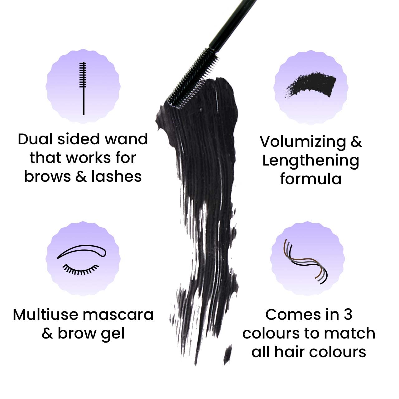 FAE Beauty 2-in-1 Volumising Mascara & Brow Gel | Lengthening & Buildable Formula | Easy To Remove | For All Genders | For Lashes & Brows | Vegan (Jet Black) SaumyasStore