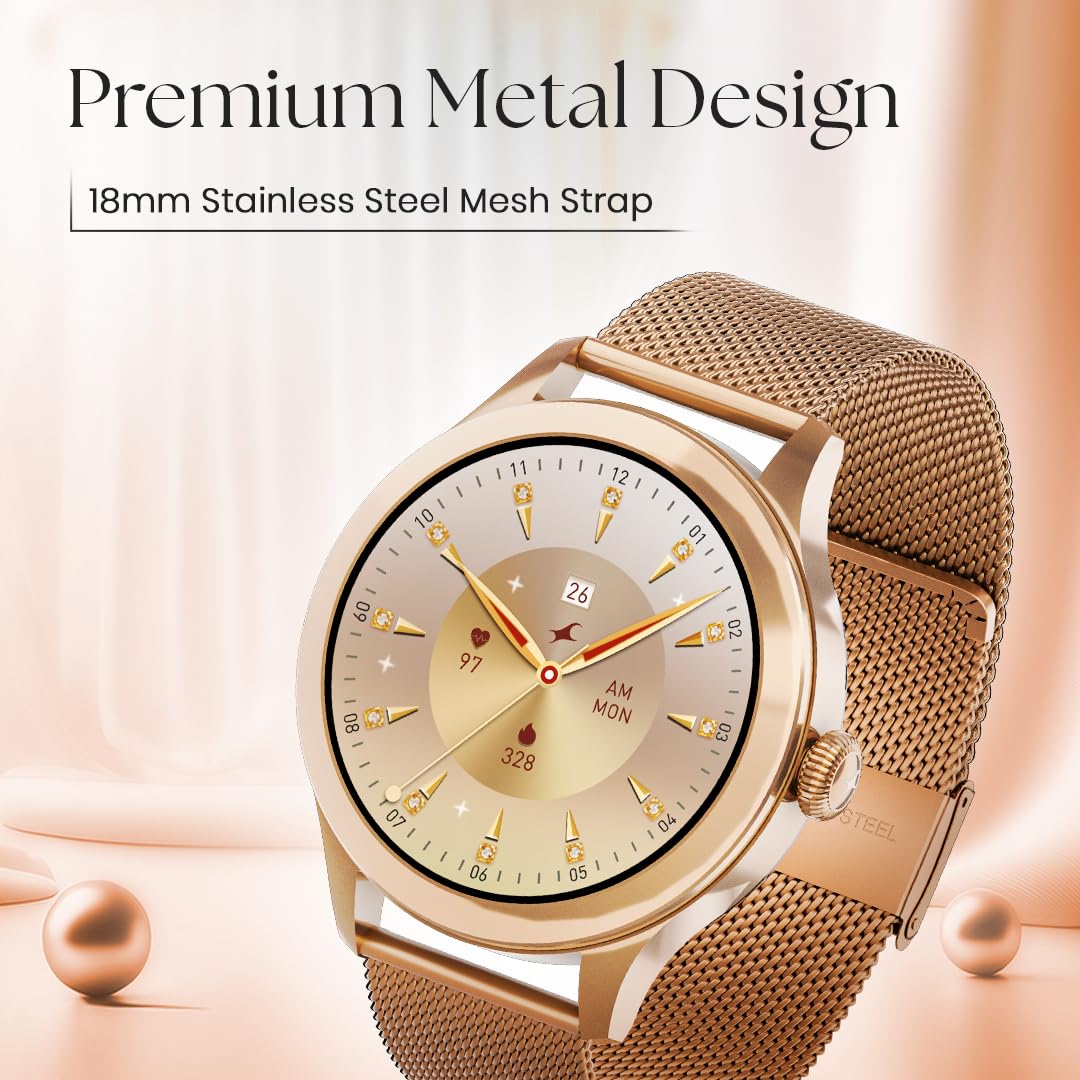 Fastrack Noir Pro Womens Smart Watch, 3.0 cm Super AMOLED Display, 390 * 390 Resolution, 100+ Sports Modes, SOS, BT Calling, Female Health Monitor, IP68, 5-Day Battery, 100+ Smartwatch Faces (Black) SaumyasStore