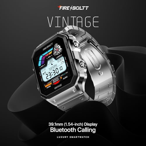 Fire-Boltt Vintage Smartwatch 39.1mm (1.52 inch) TFT Display, Stainless Steel Design, Bluetooth Calling, Multiple Sports Modes, Weather Updates, Smart Reminders SaumyasStore