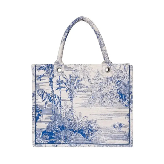 Jutify Eco-Friendly Printed Unisex Canvas Shopping Bag Blue ( 42cm X 35cm X 13cm)