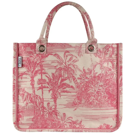 Jutify Eco-Friendly Printed Unisex Canvas Shopping Bag Pink ( 42cm X 35cm X 13cm)