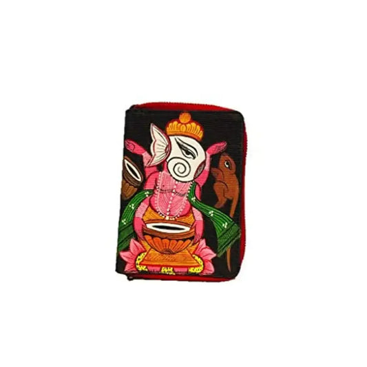 Loveleather Love Leather Hand Painted Patachitra Leather Black Wallet