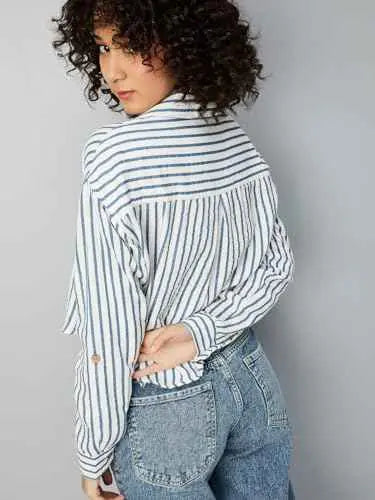 Max Women's Regular Fit Shirt (ELISSA1D_Blue SaumyasStore