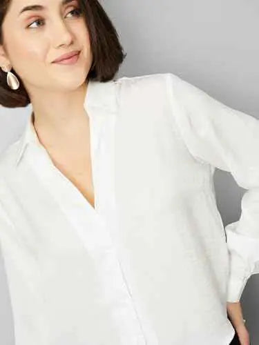 Max Women's Regular Fit Shirt (SFT3603_Ivory SaumyasStore