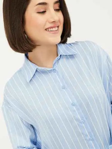 Max Women's Regular Fit Shirt (SFT3604_Blue SaumyasStore