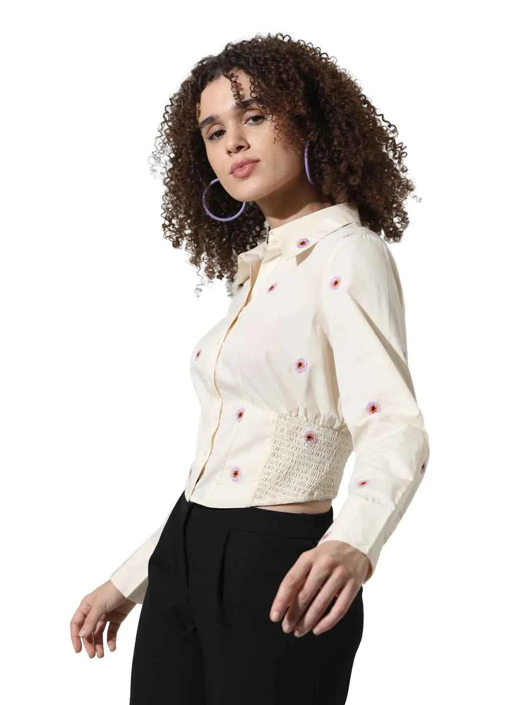 ONLY Women's Slim Fit Shirt (15334358- Ecru SaumyasStore