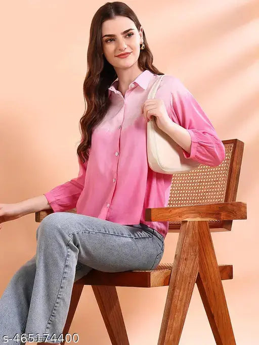 Pink Tie-Dye Crepe Loose Fit Shirt SaumyasStore