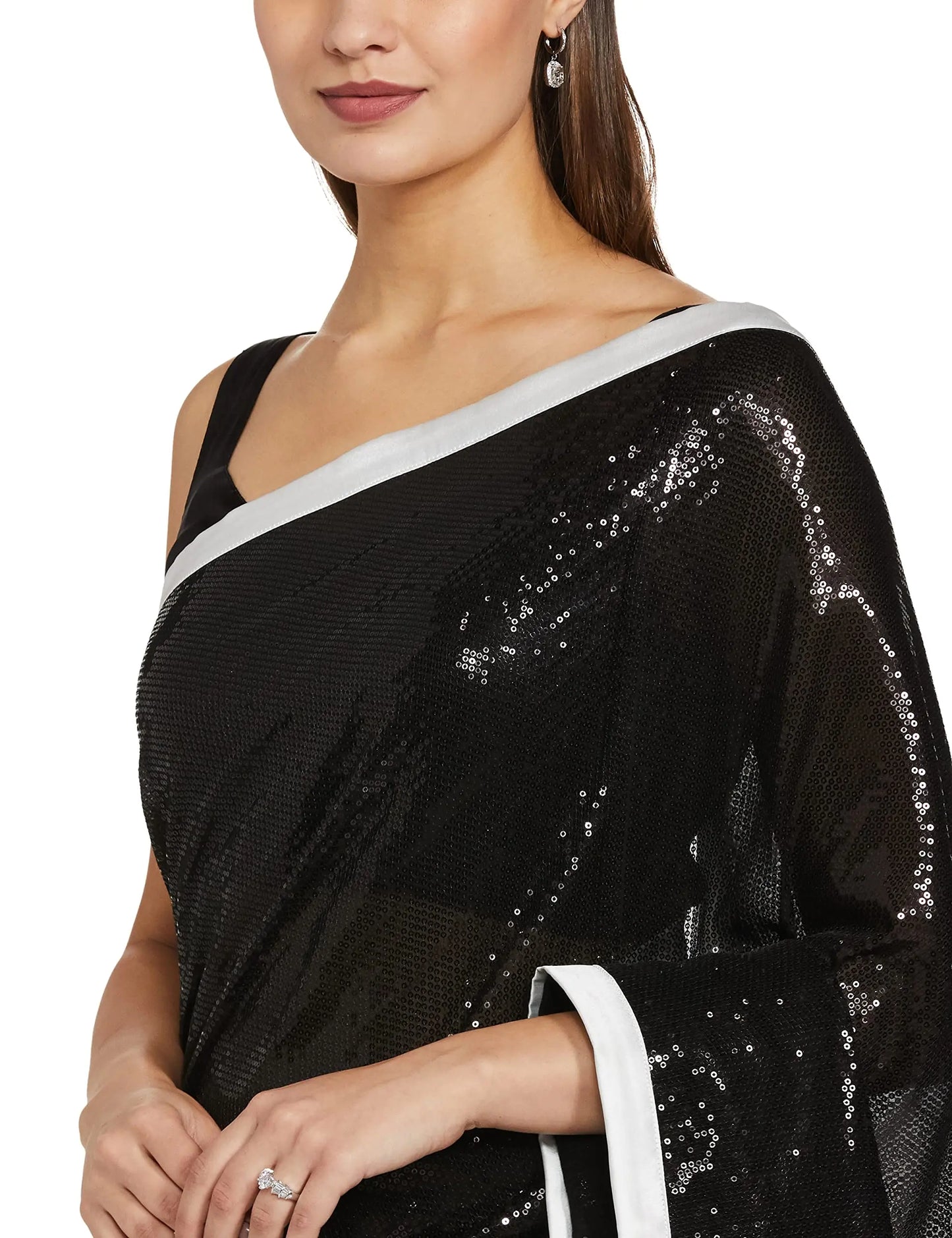 RIVER Women's 100% Polyester Saree with Blouse Piece (RS2SVSR235A_Black) SaumyasStore