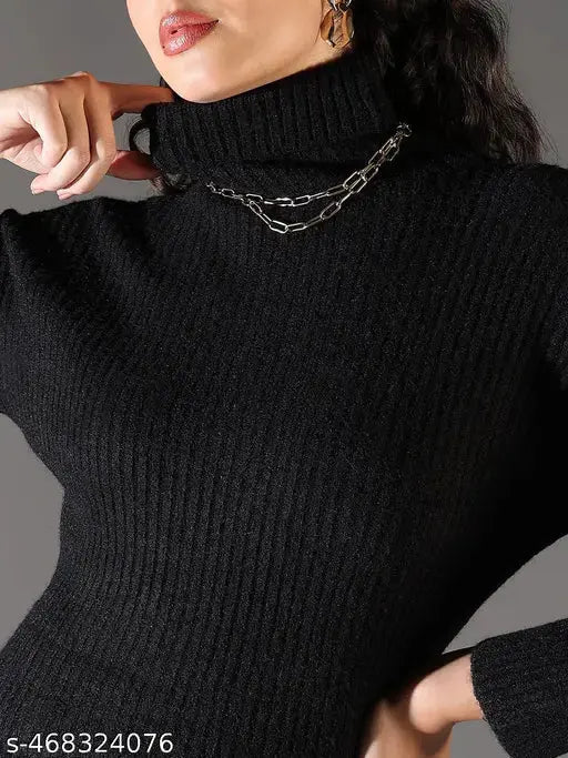 SHOWOFF Women's Black Solid Bodycon Dress with Upper Top SaumyasStore