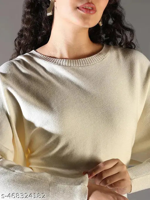 SHOWOFF Women's Cream Solid Bodycon Dress with Upper Top SaumyasStore