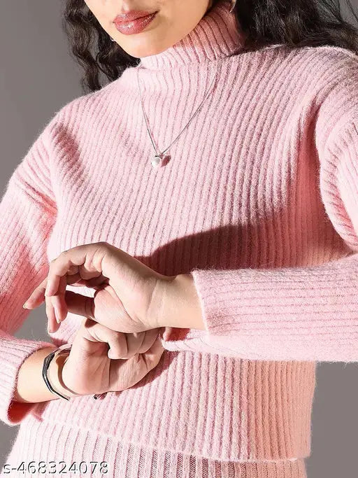 SHOWOFF Women's Pink Solid Bodycon Dress with Upper Top SaumyasStore