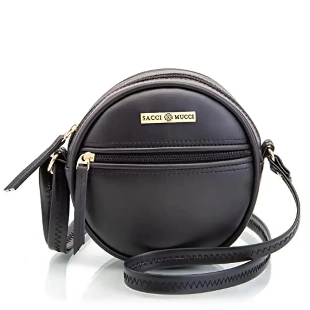 black round sling bag