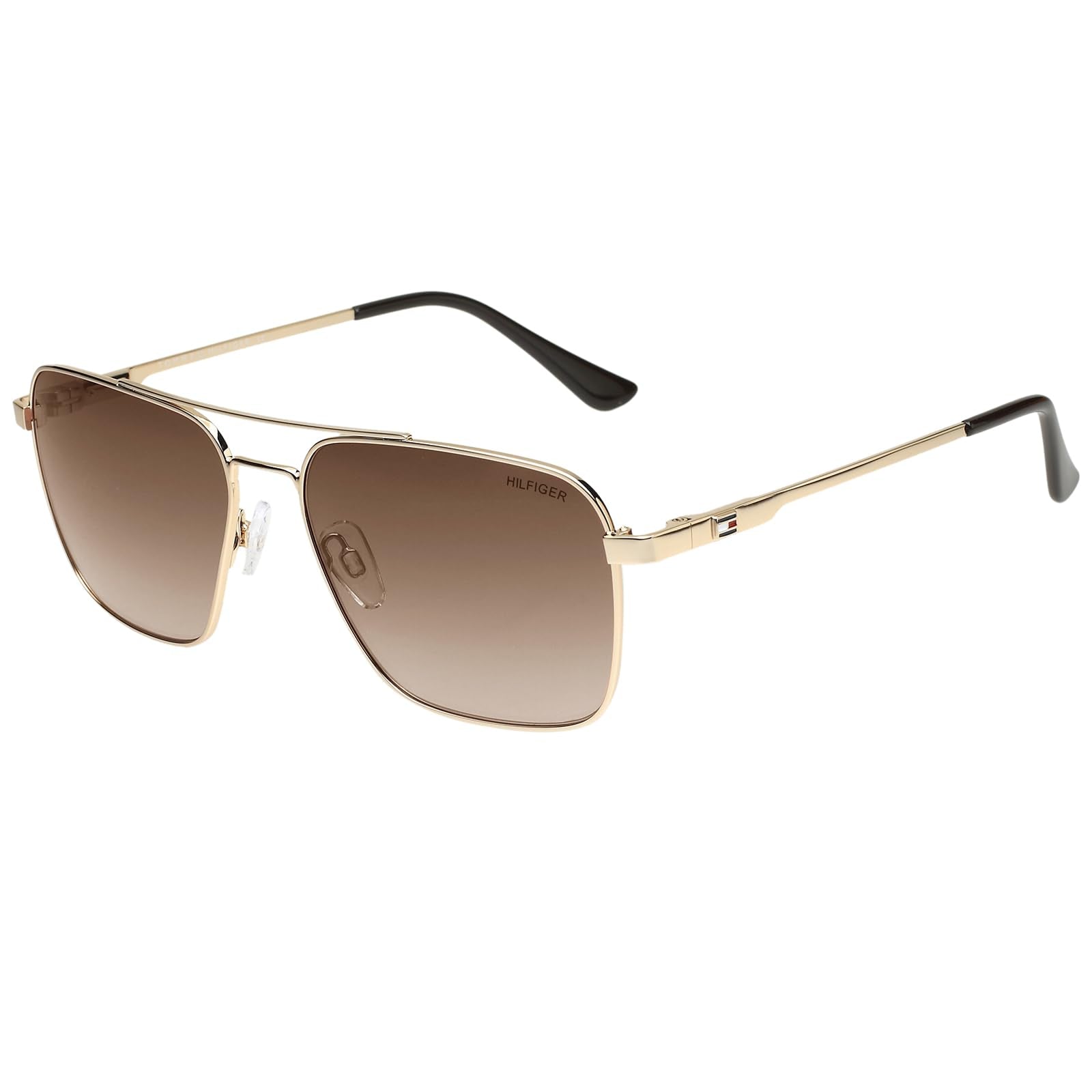 Tommy Hilfiger|Gold Full Frame Square Sunglasses|100% UV Protected (Uv 400) Brown Gradient Faded Lens|Men's|Large|TH TROY C4 58 S