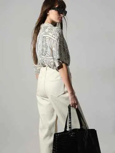 Vero Moda Women's Viscose-Lenzing Ecovero Relaxed Fit Beige Shirt SaumyasStore