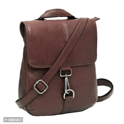 Stylish Brown Leather Solid Sling Bags For Women