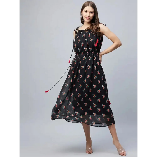 Women Stylish Polyester Fit and Flare Dress
