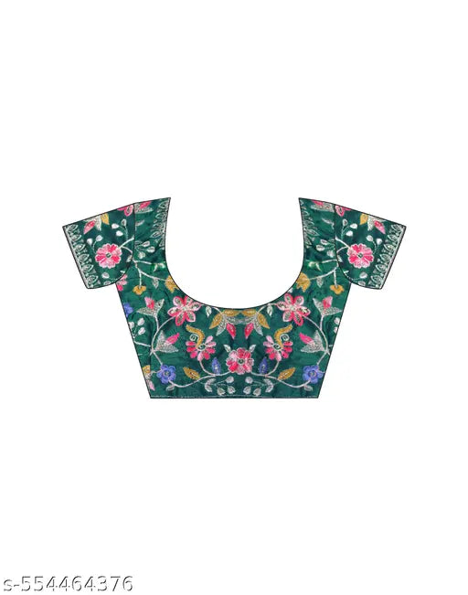 SATRANI Georgette Green Saree with Silk Blouse