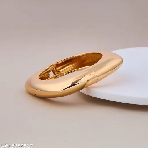 ✨CZ STONE Luxury Western Gold Plated Bracelet for Women | Bold Geometric Shape Cuff Kada | Elegant Party Wear Statement Jewellery ✨