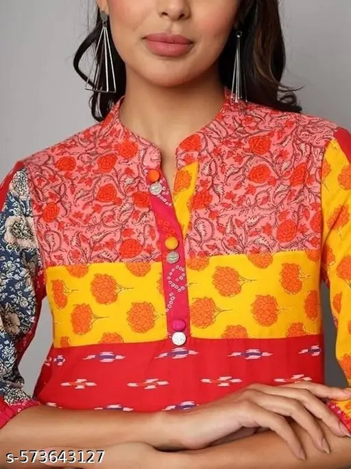 FABRIC FITOOR Stylish Multicolor Printed Cotton Top for Women(Multi Colour)