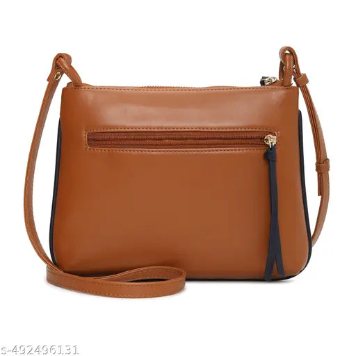 Fastrack Tan PU Structured Sling Bag for Women with Bow Detail